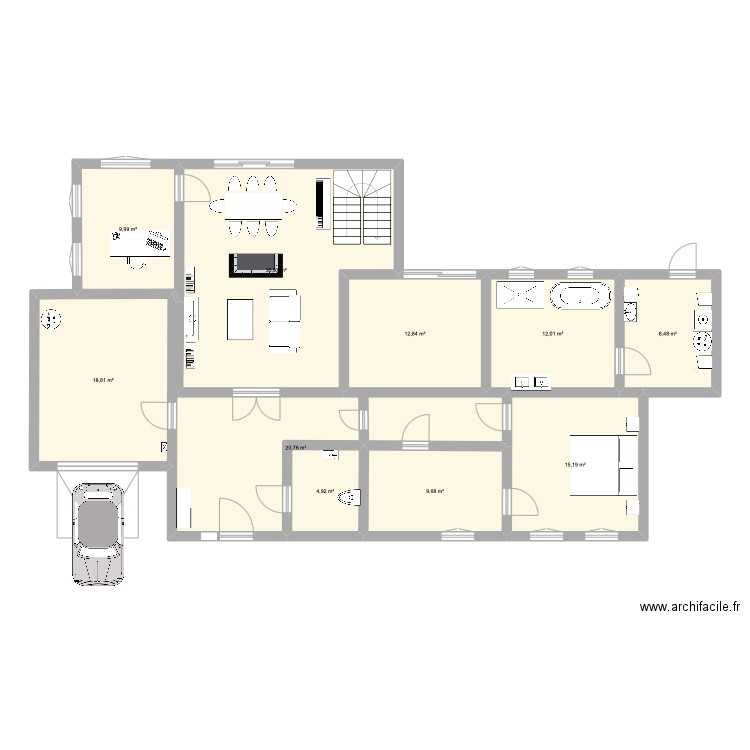 BAS maison. Plan de 10 pièces et 148 m2