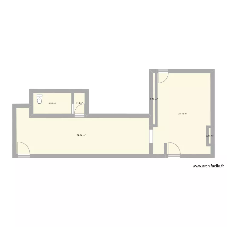 Bibliotheque. Plan de 6 Pièces et 51 m²