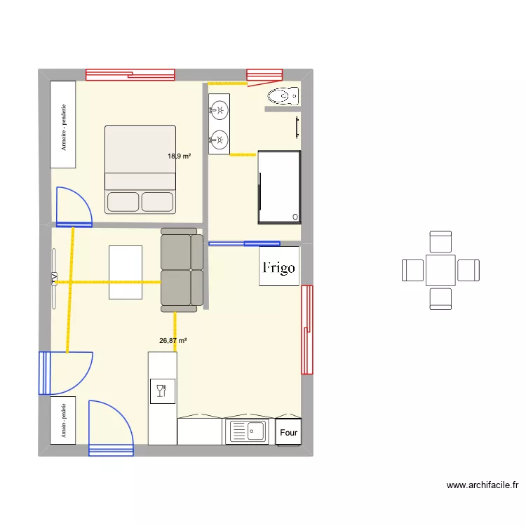 SDB Studio 5. Plan de 2 et 46 m² SDB Studio 5. Plan de 2 et 46 m²