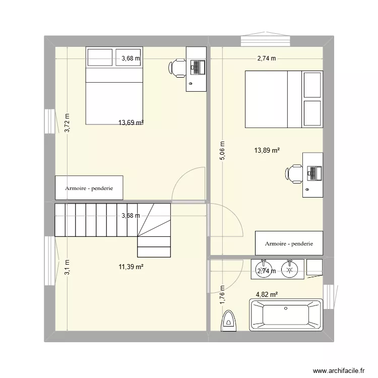 plan &eacute;tage. Plan de 