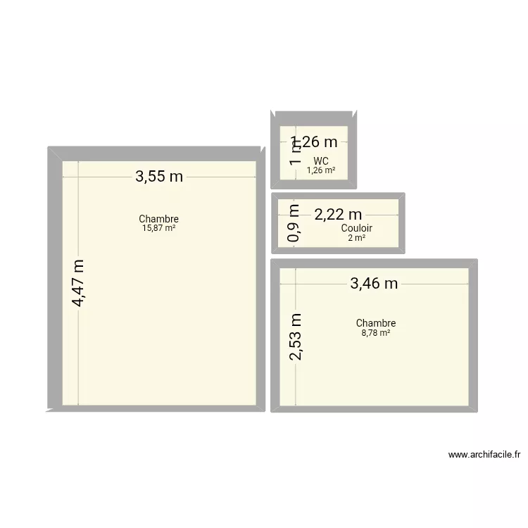2em. Plan de 4  et 26 m²