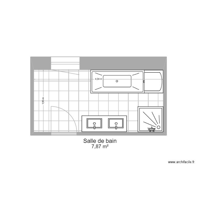 Salle de bain_1. Plan de 1 pièce et 8 m2