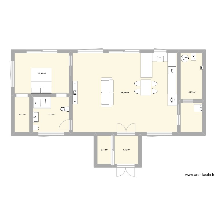 maison monopente 1 plancher. Plan de 7 pièces et 91 m2