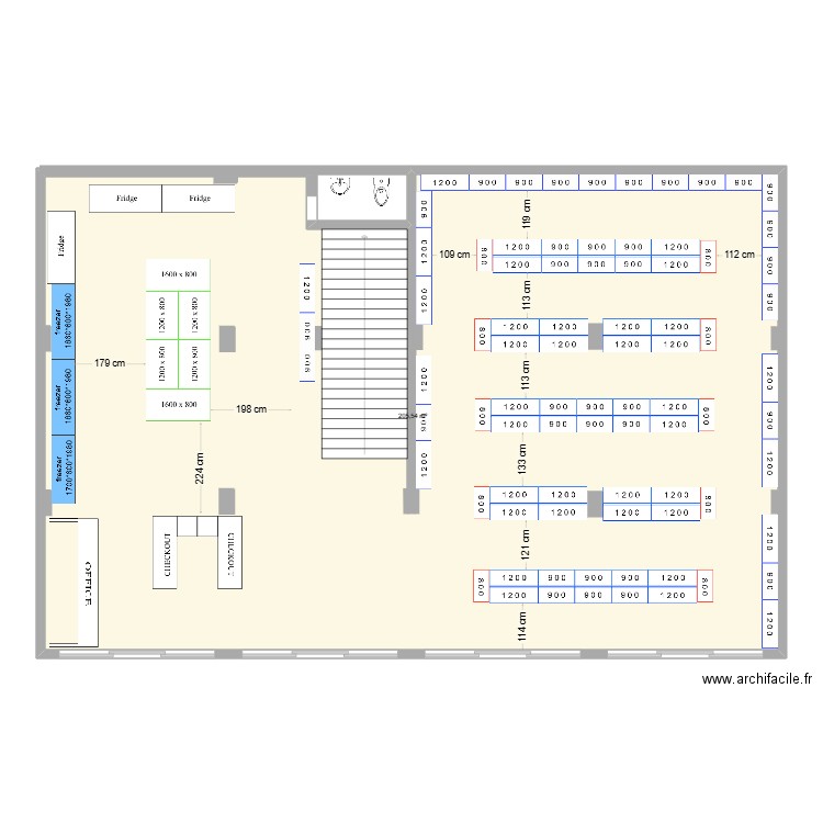 market 1 RH. Plan de 1 pièce et 206 m2