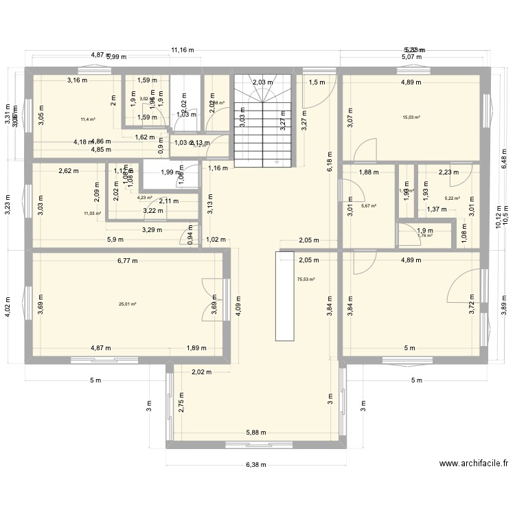 Chignin R+1. Plan de 13 pièces et 163 m2