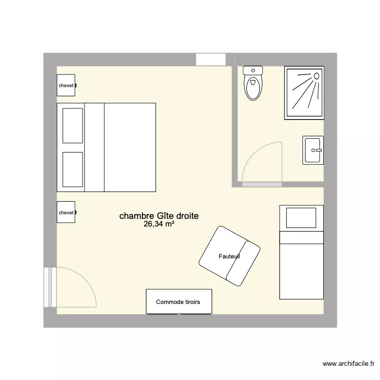 chambre gîte à droite. Plan de chambre gîte à droite. Plan de
