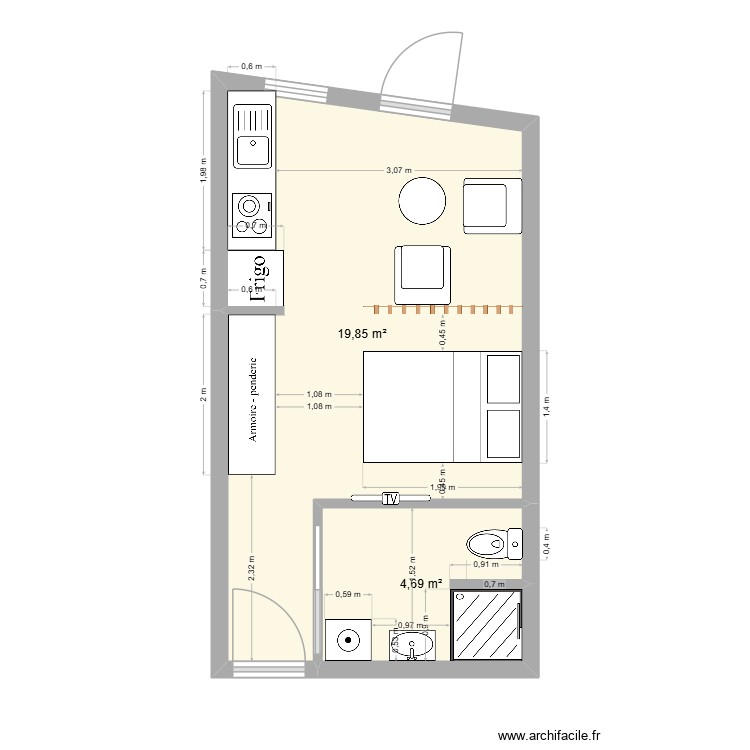 stud milieu. Plan de 0 pièce et 0 m2