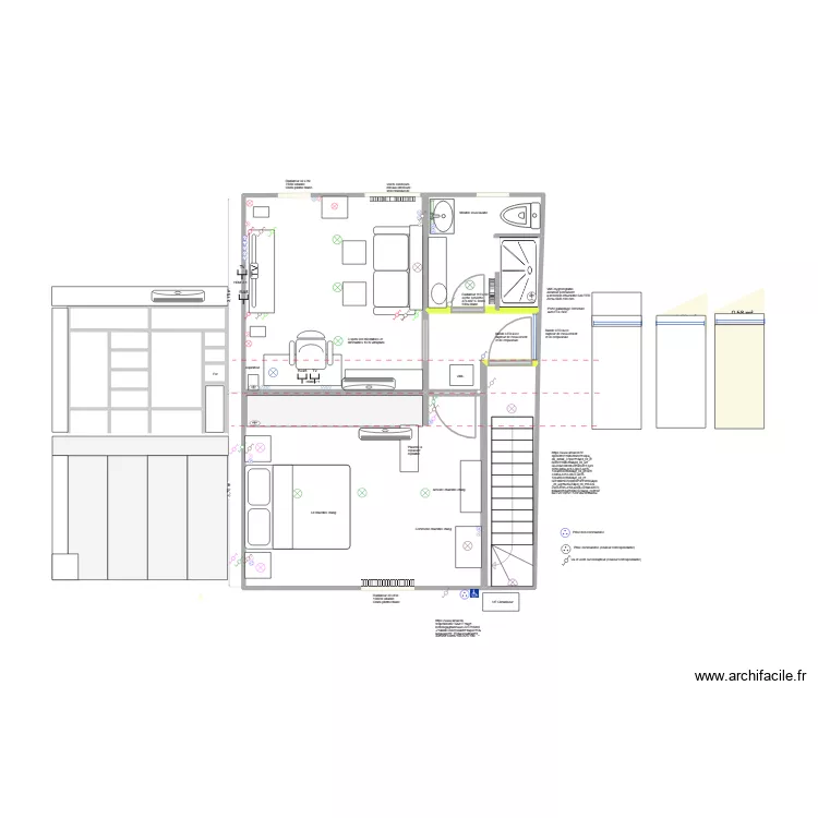 * Remise: chambre + salon-bureau + SDB projet 3/apr&egrave;s la vente. Plan de 16  et 46 m²