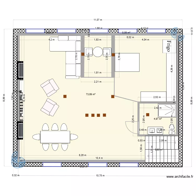 R+1 JOINVILLEn. Plan de 7  et 83 m²
