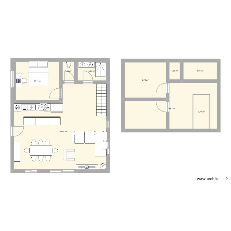 glos. Plan de 9 pièces et 99 m2