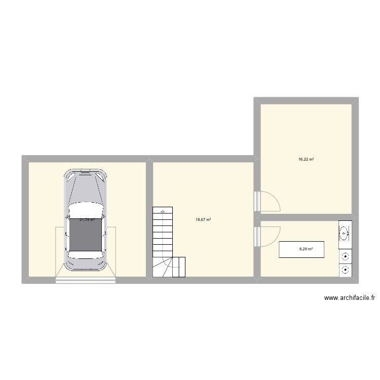 Cha 3. Plan de 4 pièces et 65 m2
