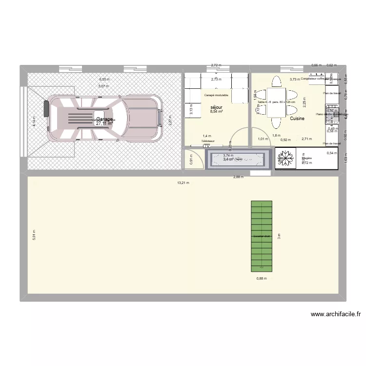 cave. Plan de 5  et 120 m²
