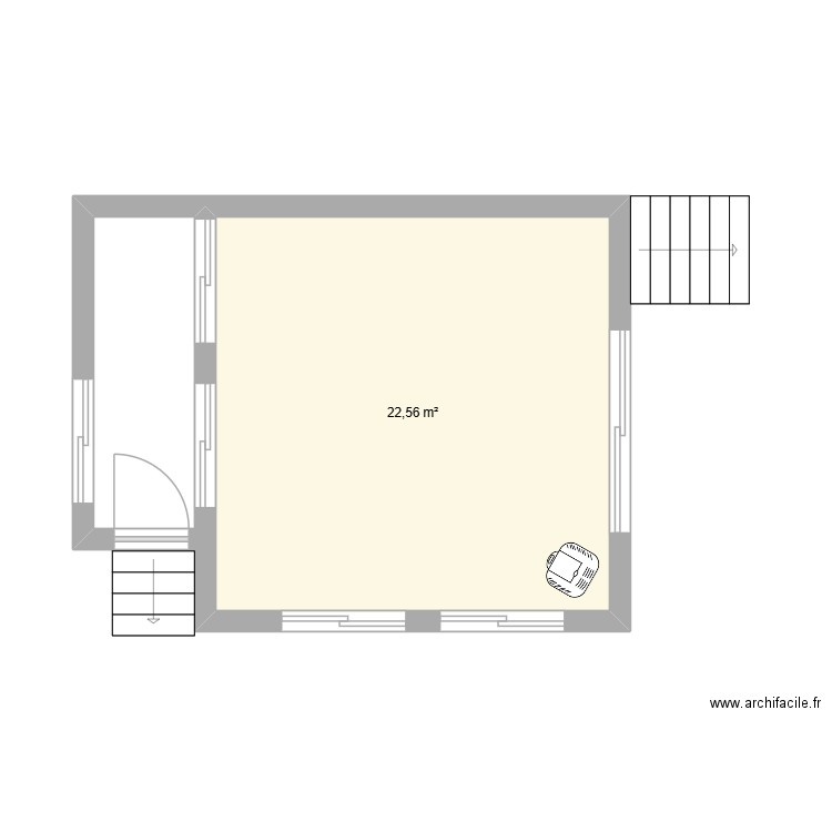 Plan1. Plan de 1 pièce et 23 m2