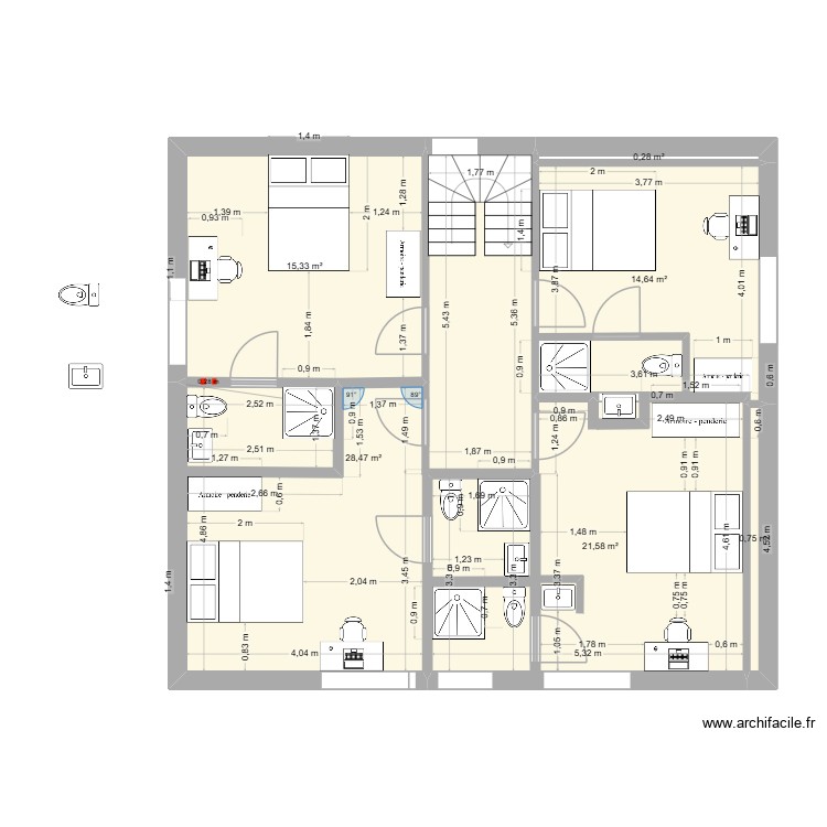 ETAGE 1 RTE CLOHARS FOUESNANT v2. Plan de 0 pièce et 0 m2
