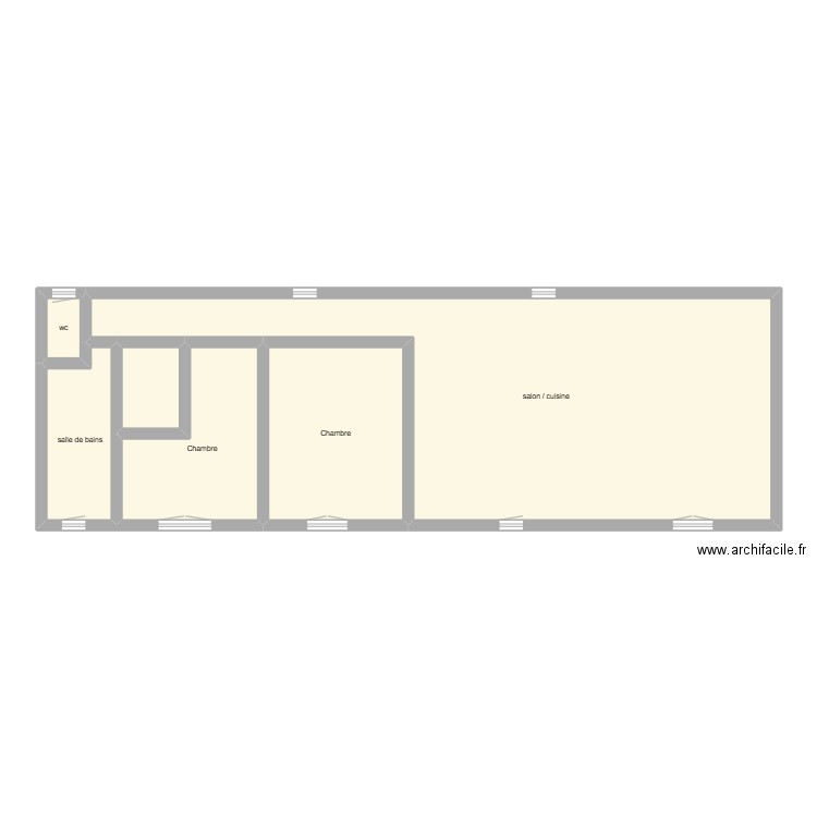 BARTSH état initial. Plan de 6 pièces et 89 m2
