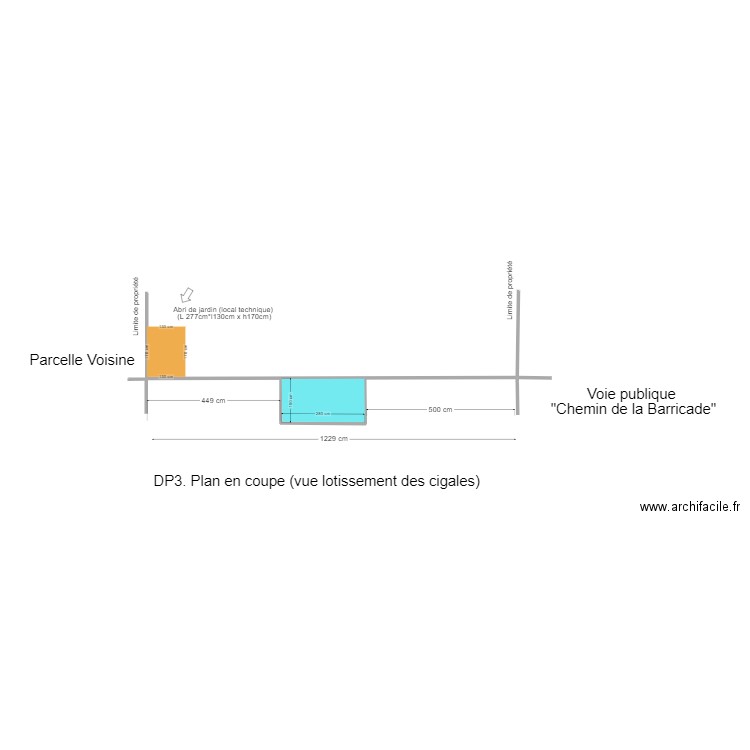 Plan de coupe lotissement des cigales. Plan de 0 pièce et 0 m2