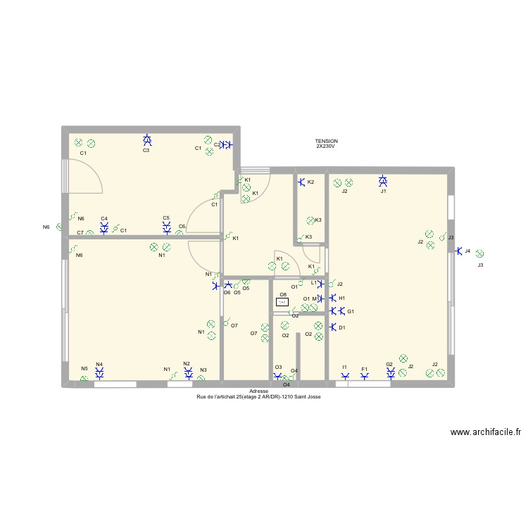 ET2 SANGA SPATE. Plan de 8 pièces et 45 m2