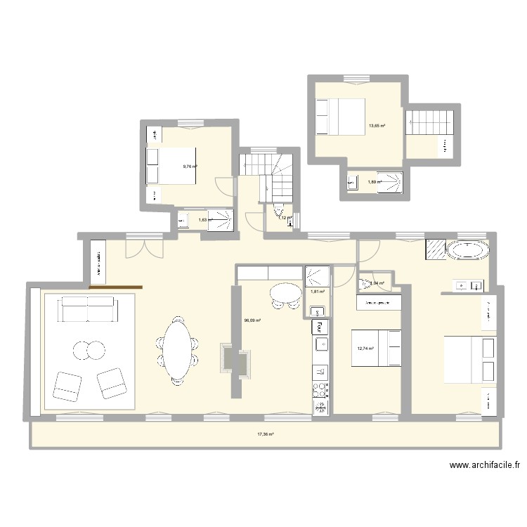 6 LAURISTON . Plan de 10 pièces et 157 m2