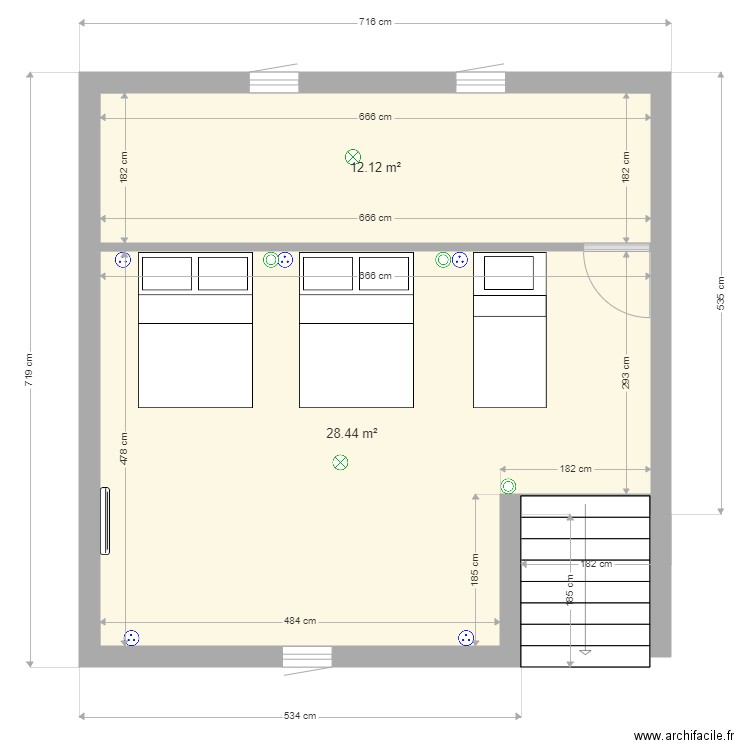 MONTFORT - 3EME ETAGE. Plan de 2 pièces et 41 m2