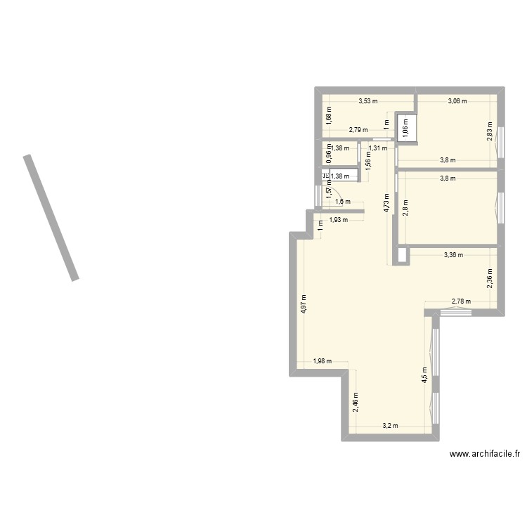 Hélène - GRENOBLE. Plan de 6 pièces et 75 m2