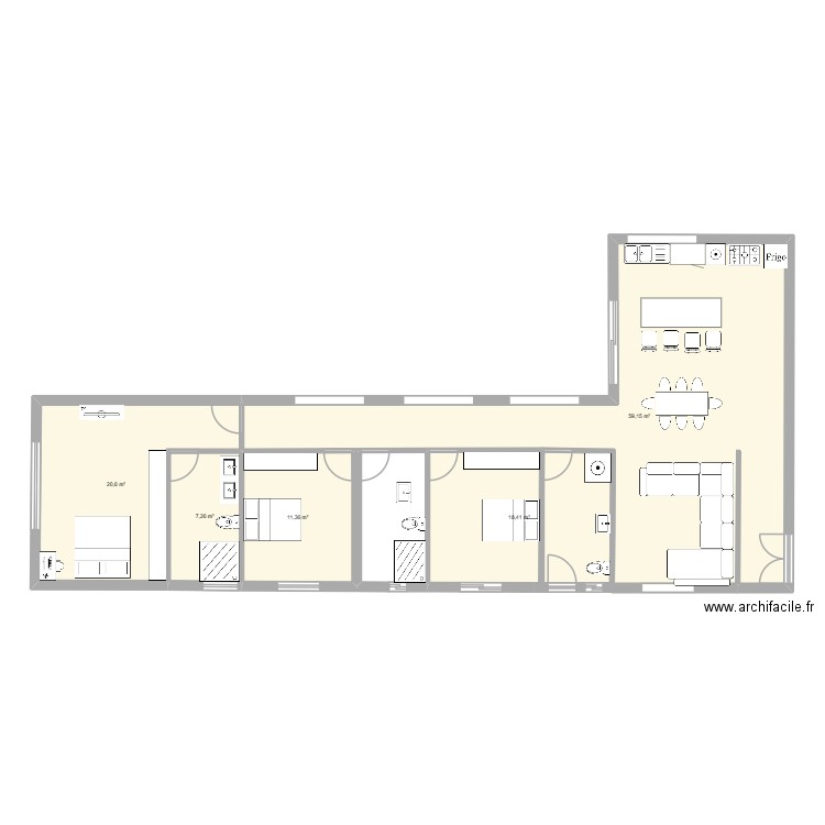Les Maldives 2. Plan de 5 pièces et 117 m2