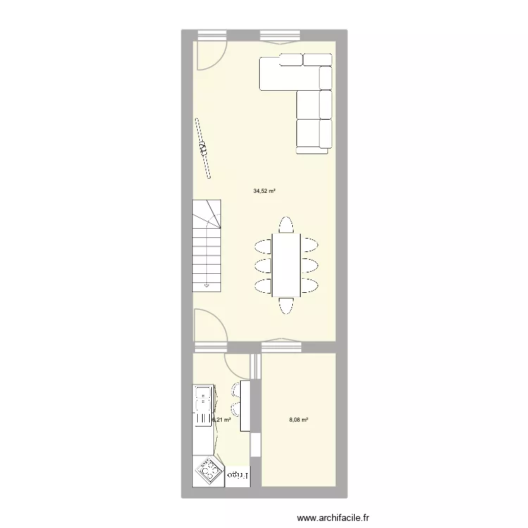 RdC Paskale. Plan de 3  et 49 m²