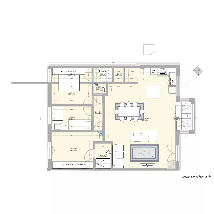 plan garage - &eacute;tage. Plan de 17  et 182 m²