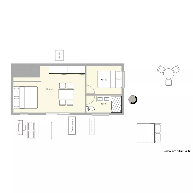 extension 4.24x9.34 -40m2 bis. Plan de 3 Pièces et 34 m² extension 4.24x9.34 -40m2 bis. Plan de 3 Pièces et 34 m²