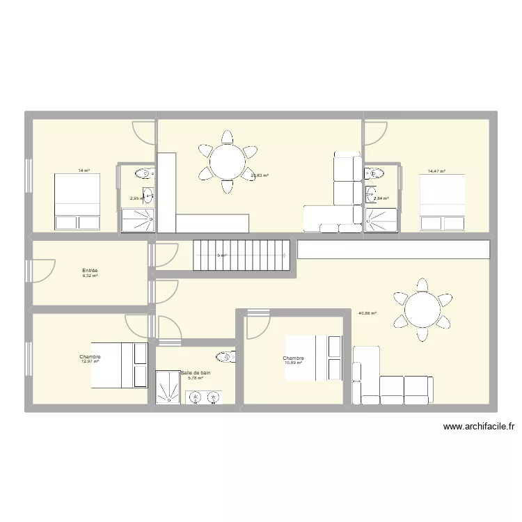 Plan 1er &eacute;tage chemaudin. Plan de 11  et 148 m²