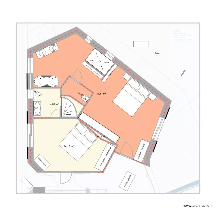 CH1 et 2 v8. Plan de 4  et 52 m²