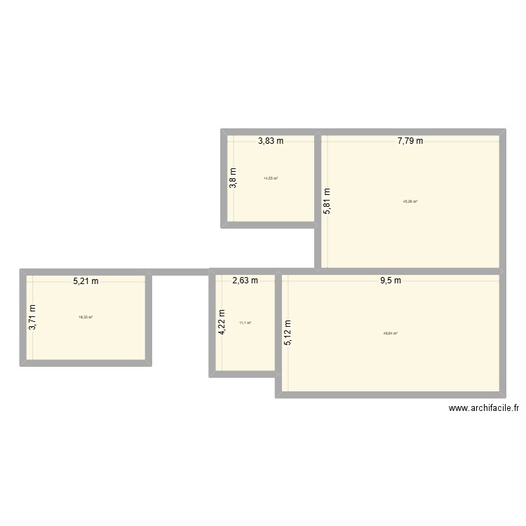 HAUT. Plan de 5 pièces et 139 m2