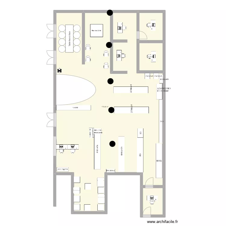 Bureau biblio. Plan de 