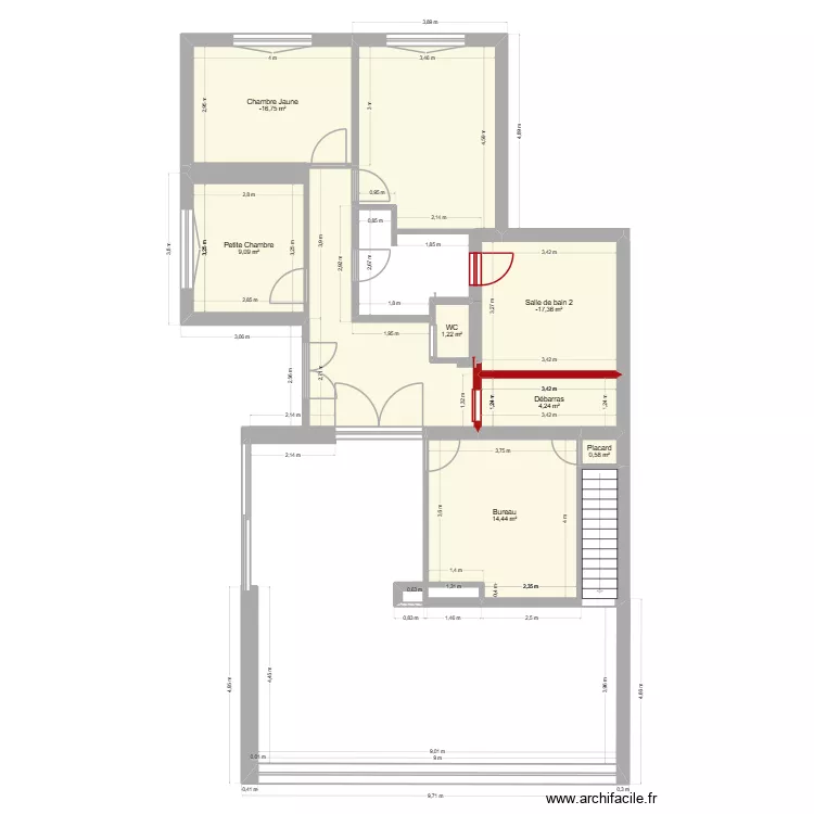 Maison Arthur Chandelle. Plan de 7 Pièces et 53 m²