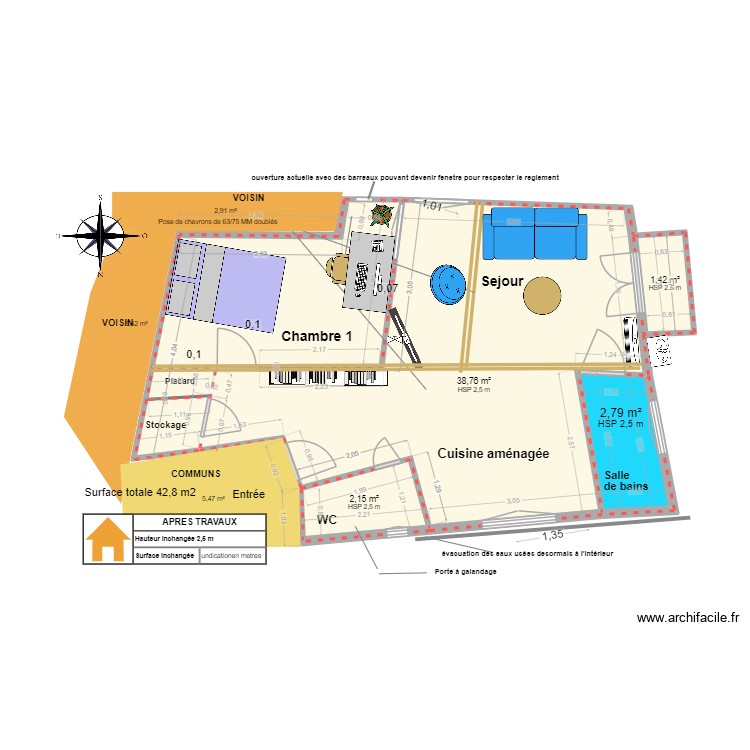 Amouyer apr&egrave;s travaux gros travaux. Plan de 0 pièce et 0 m2