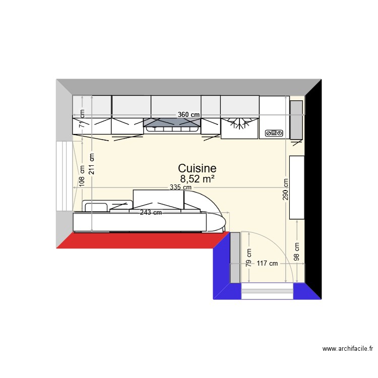 KITCHEN2025. Plan de 1 pièce et 9 m2