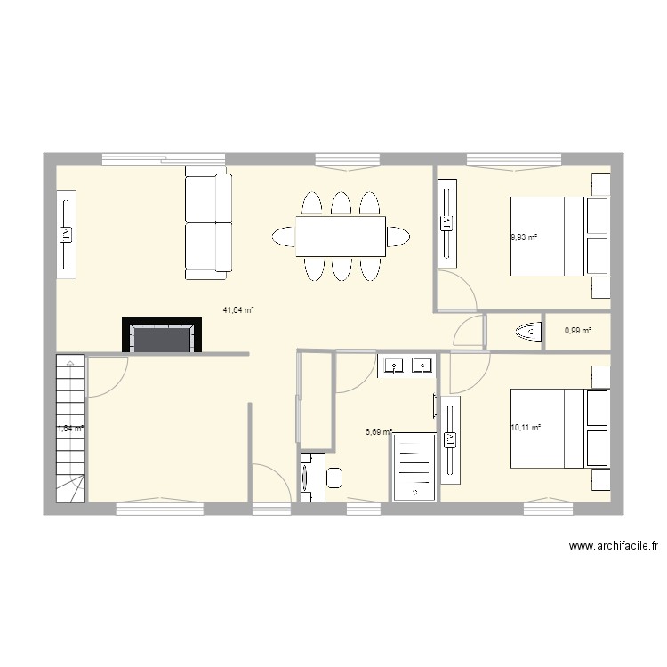 paulo et laurie projet bis. Plan de 7 pièces et 72 m2