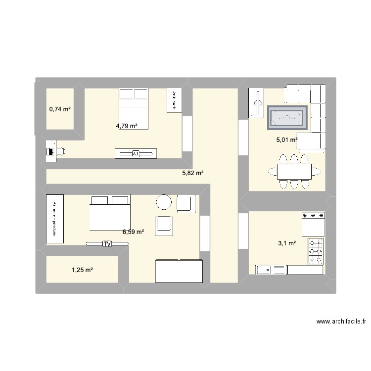 PLAN 3. Plan de 7 pièces et 27 m2