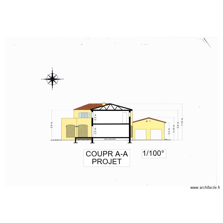 gorguette Coupe A-A projet. Plan de 0 pièce et 0 m2
