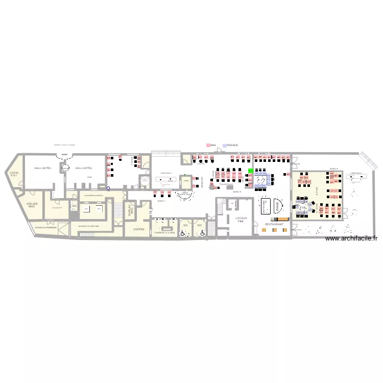 Plan de salle RDC au 4 d&eacute;cembre 2023. Plan de 