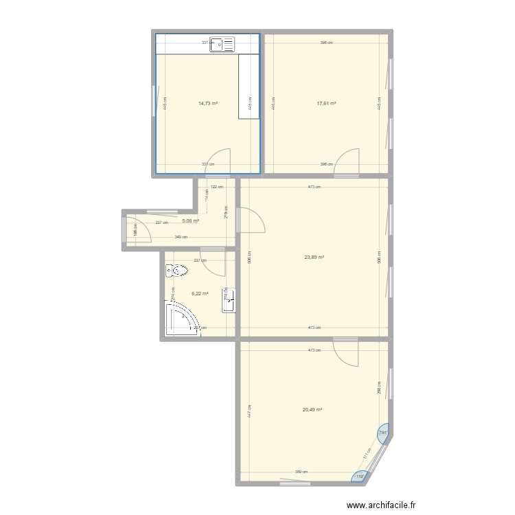 53 fbg national. Plan de 6 pièces et 88 m2