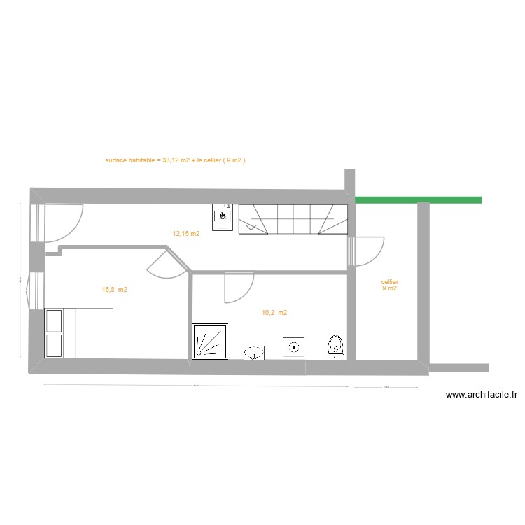 RdC après travaux. Plan de 0 pièce et 0 m2