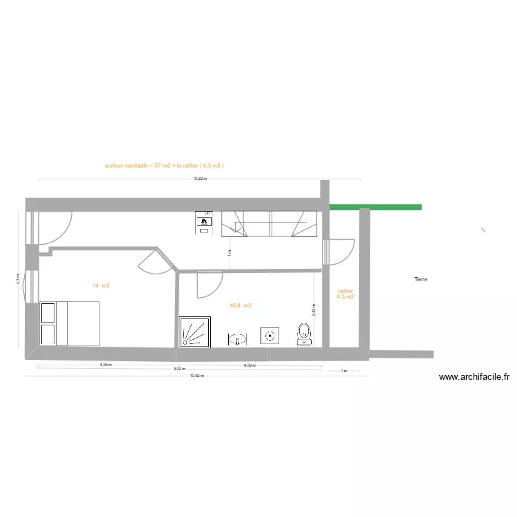 RdC apr&egrave;s travaux. Plan de 