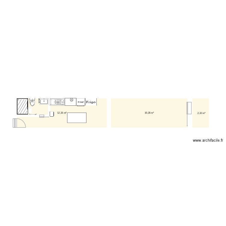 box house. Plan de 3 pièces et 25 m2