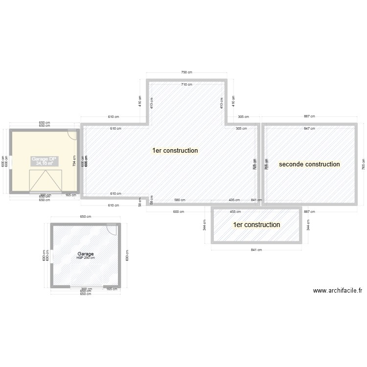garage. Plan de 5 pièces et 297 m2
