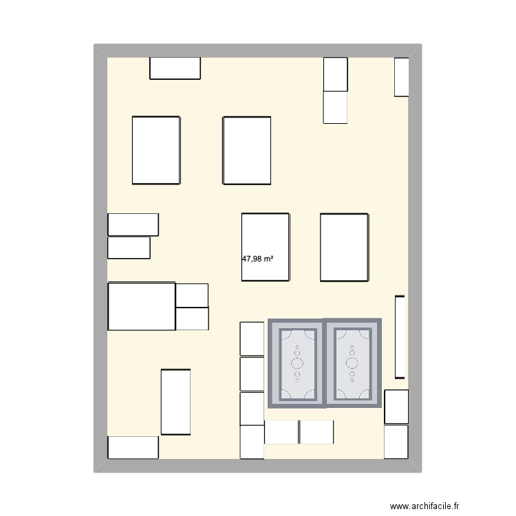 Plan de classe. Plan de 1 pièce et 48 m2
