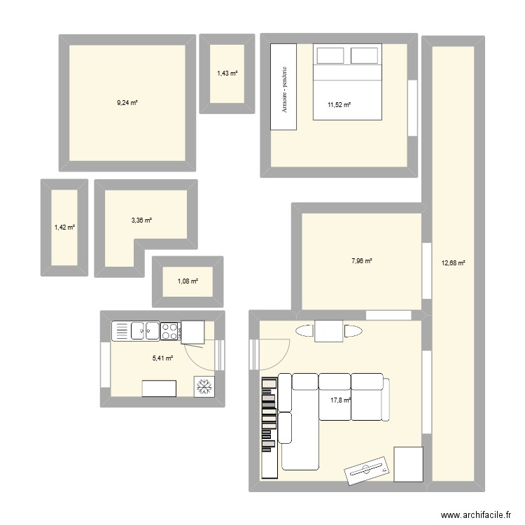 mimihome. Plan de 10 pièces et 72 m2