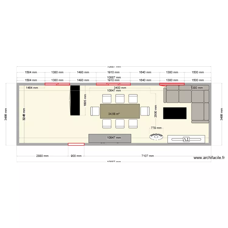 PLAN SALLE A MANGER. Plan de 1 Pièce et 35 m² PLAN SALLE A MANGER. Plan de 1 Pièce et 35 m²