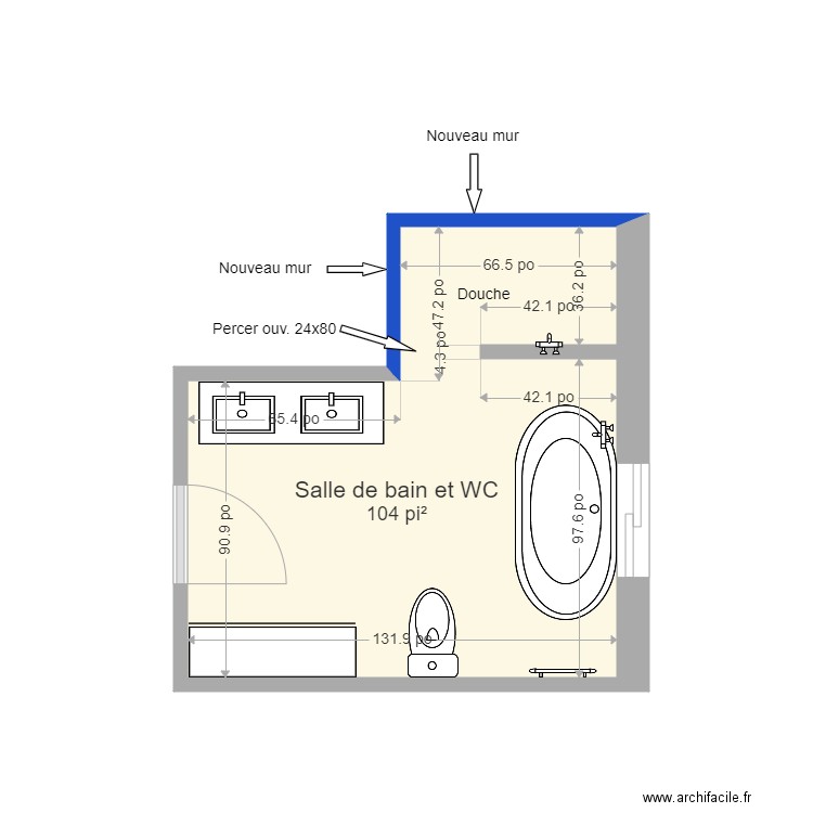 SDB 711. Plan de 1 pièce et 10 m2