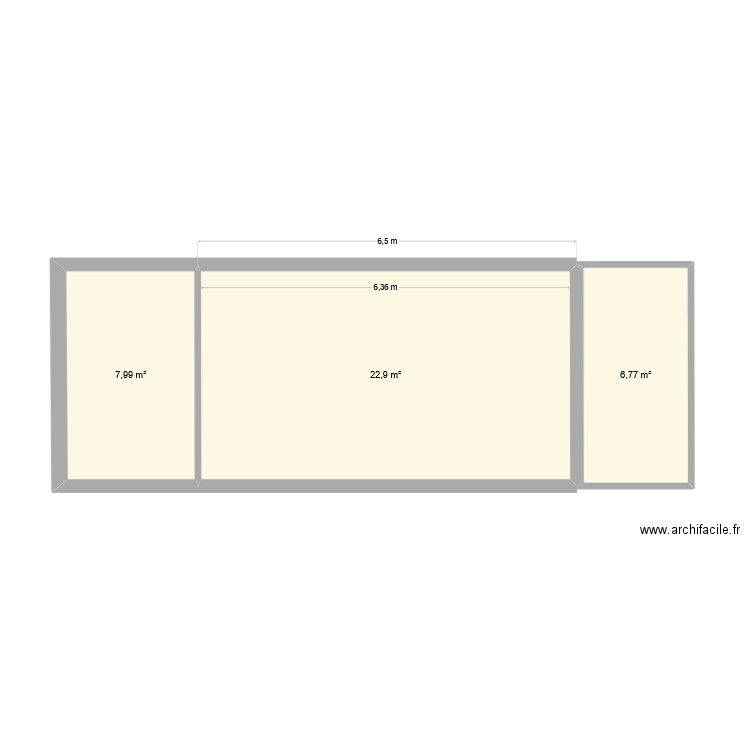 armurerie. Plan de 3 pièces et 38 m2