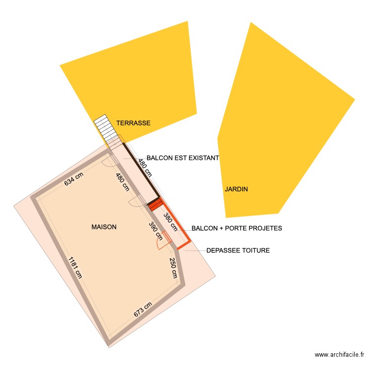 DP2 balcon. Plan de 2 pièces et 82 m2